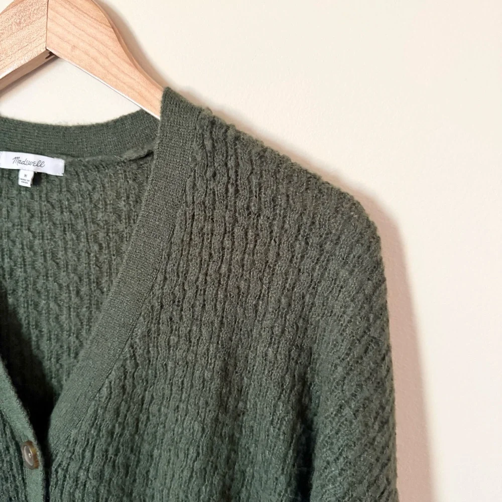Madewell Mayfair Sweater Cardigan in Hthr Pine - Picture 6 of 12